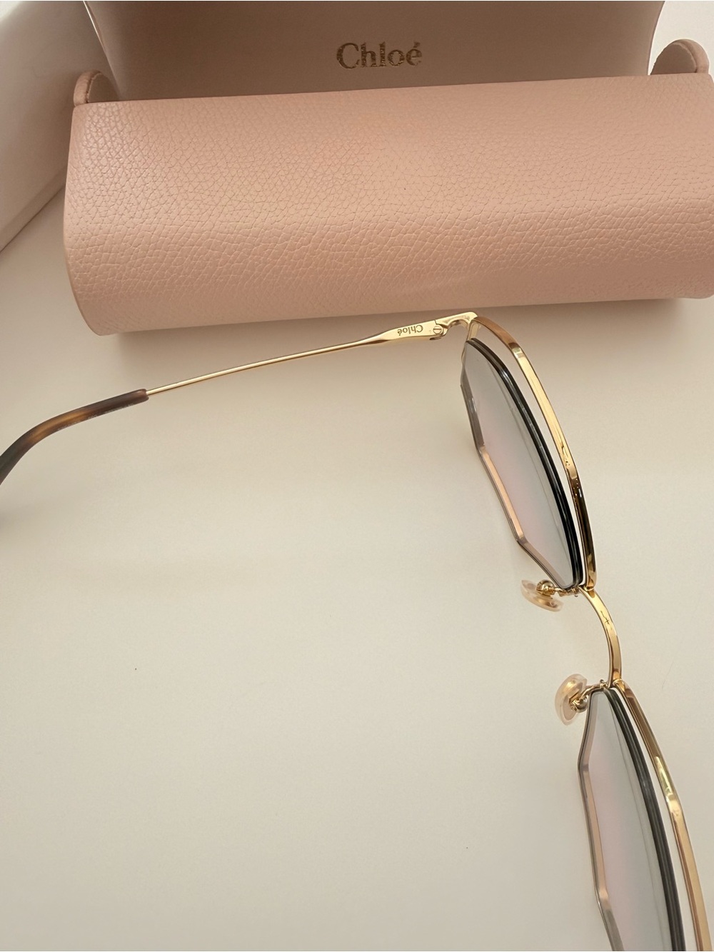 Chloe Octagon Geometric Gold Gradient Sunglasses with Original Box & Case - Picture 4 of 16